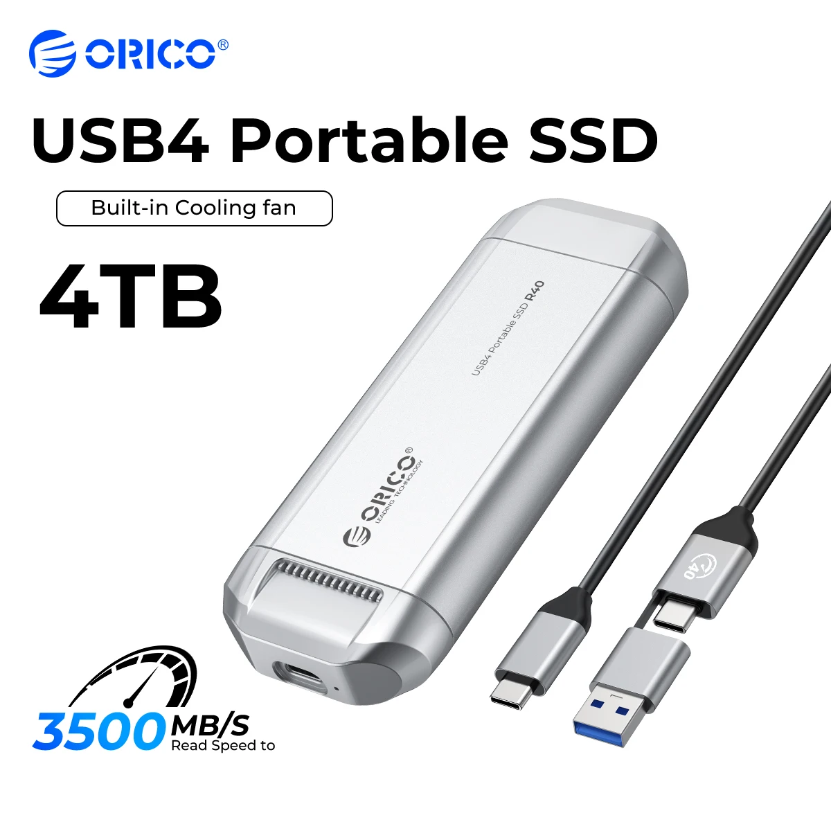 Orico silvers tone tragbare ssd 3500 mb/s externer Festkörper antrieb 4tb 2tb 1tb Typ-c Aluminium legierung pssd eingebauter Lüfter