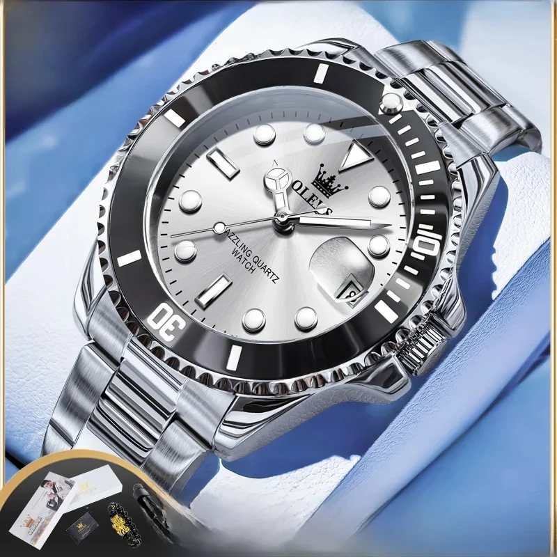 OLEVS 5885 Business Männer Uhr Tauchen Quarzuhr Luxus Edelstahl Wasserdicht Leucht Automatische Datum Männer Original Uhr