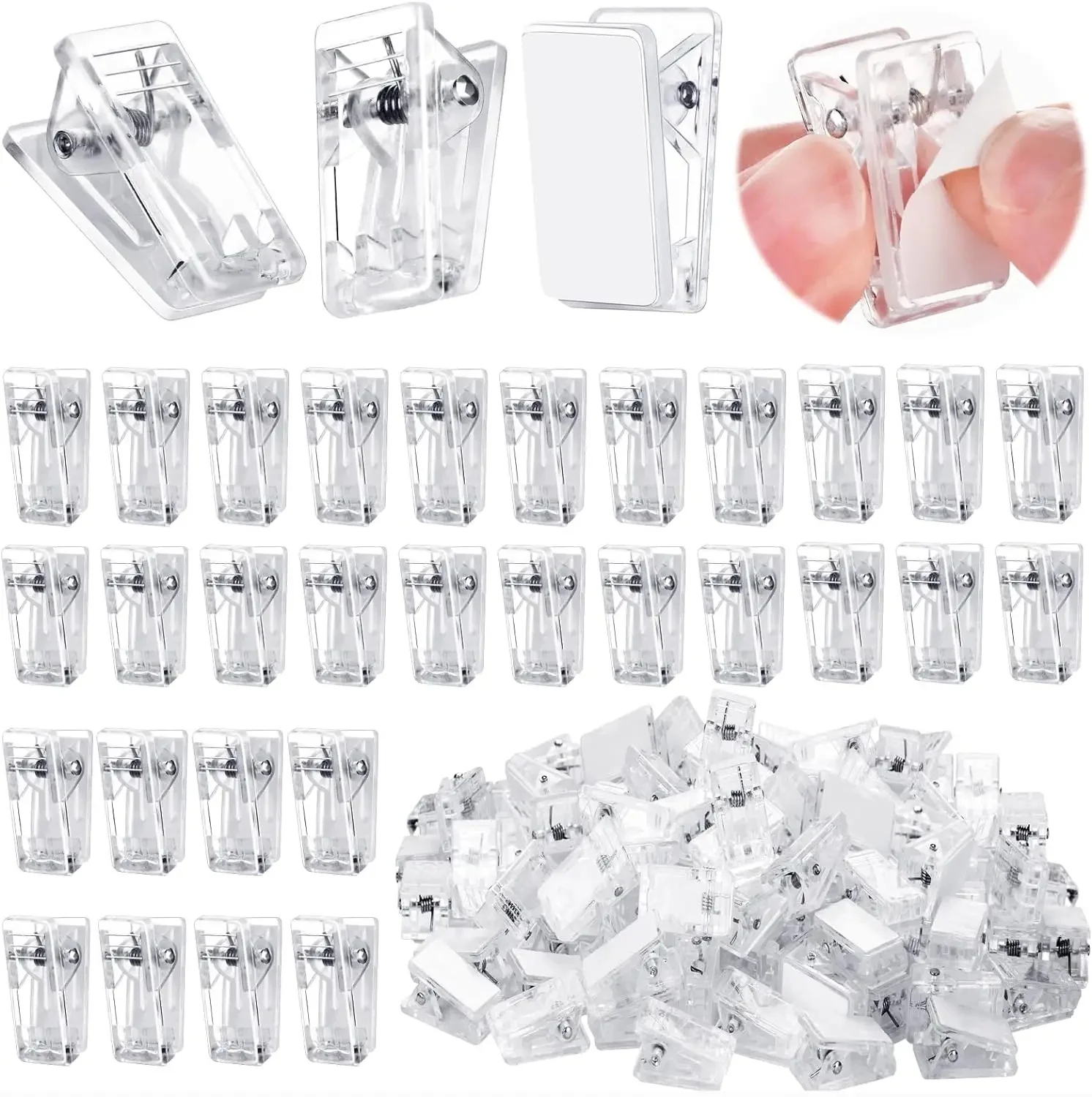 10/20/30 pièces Clips auto-adhésifs en plastique clair Clips muraux collants suspendus Photo Clips affiche Clips pour bureau maison affiche Photo