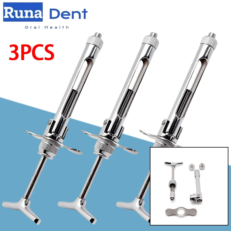 

3pcs Dental Stainless Steel Intraligamental Syringe Pen-Style Aspirating 2.2ML Dental Surgical Instrument Dentist Injector Tool