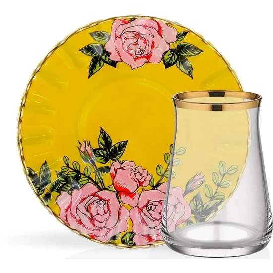 

Glore Roseline Yellow Gold Gilded Glass Tea Set