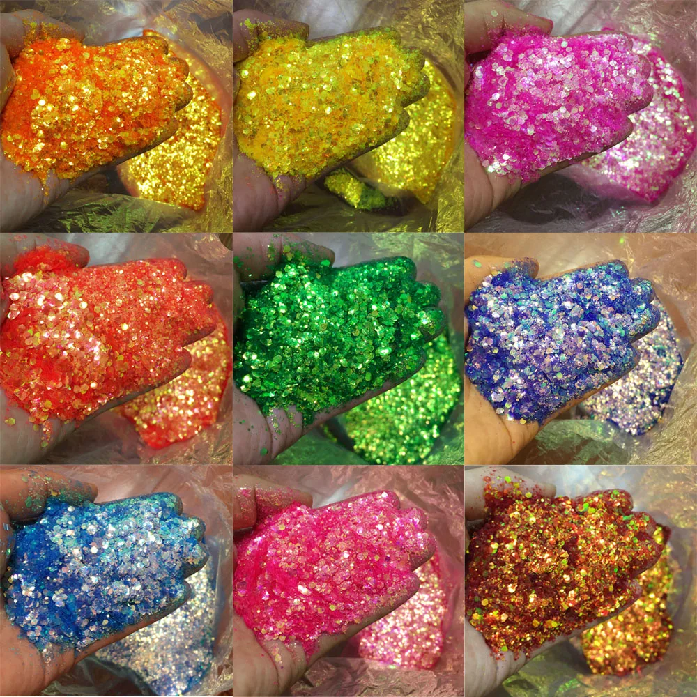 10g Glitter Iridescent Loose Flakes Chunky Mermaid Holographic Mix High-Sparkling Craft Cosmetic Face Body Hair Nail Art Sequins