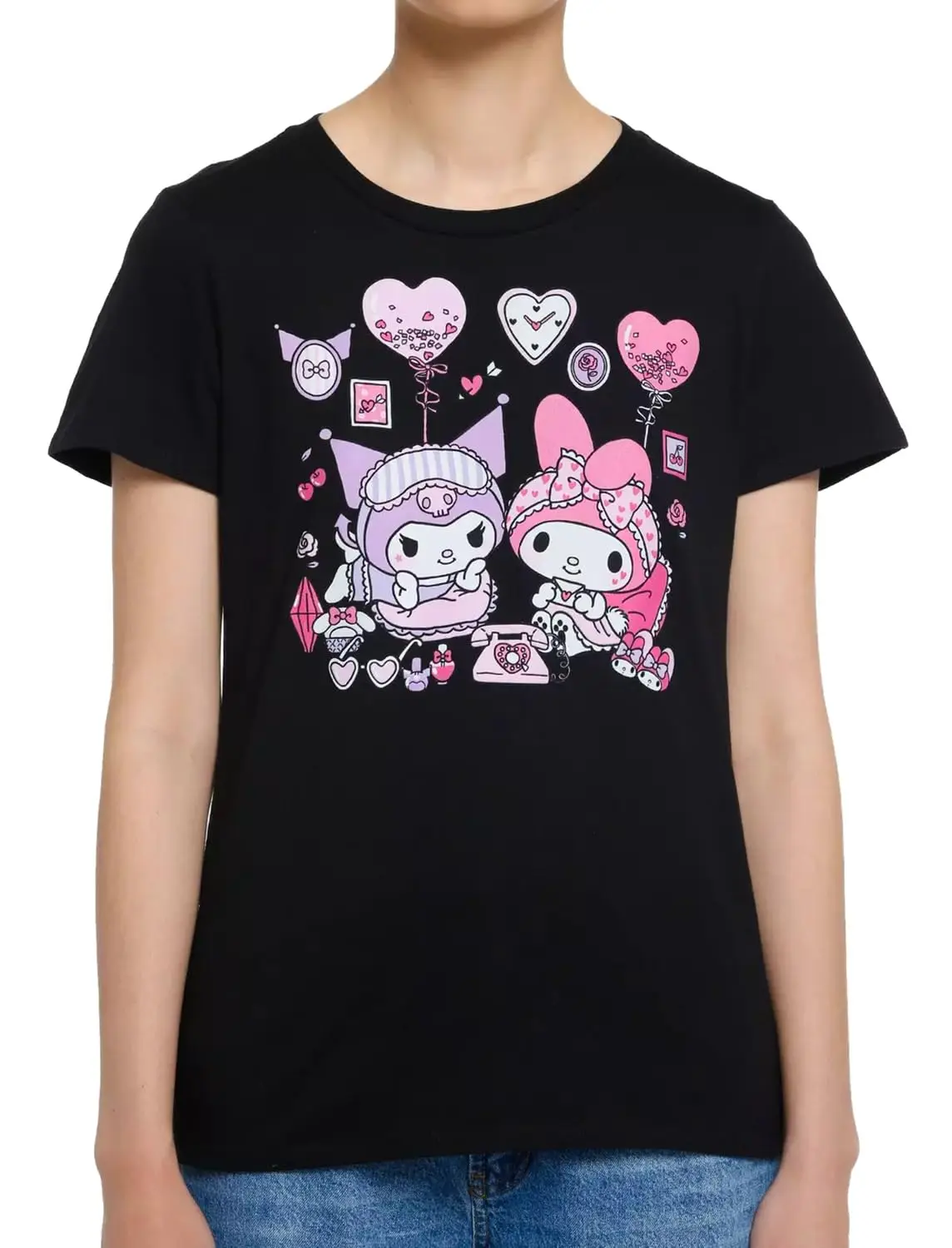 Summer Girl Sanrio Hello Kitty and Friends My Melody and Kuromi Pajama Party Casual Fashion T-Shirt Kid/Adult Comfort Clothing