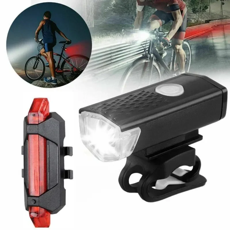 AliExpress USB Rechargeable Bike Light Set Front Light with Taillight Easy to Install 3 Modes Bicycle