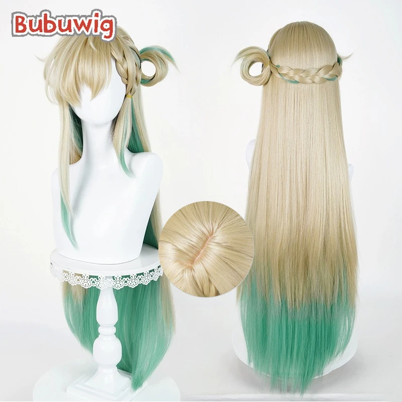 

Bubuwig синтетические волосы Lynae косплей парики Wuthering Waves Lynae 90 см длинный прямой светло-коричневый смешанный зеленый парик термостойкий