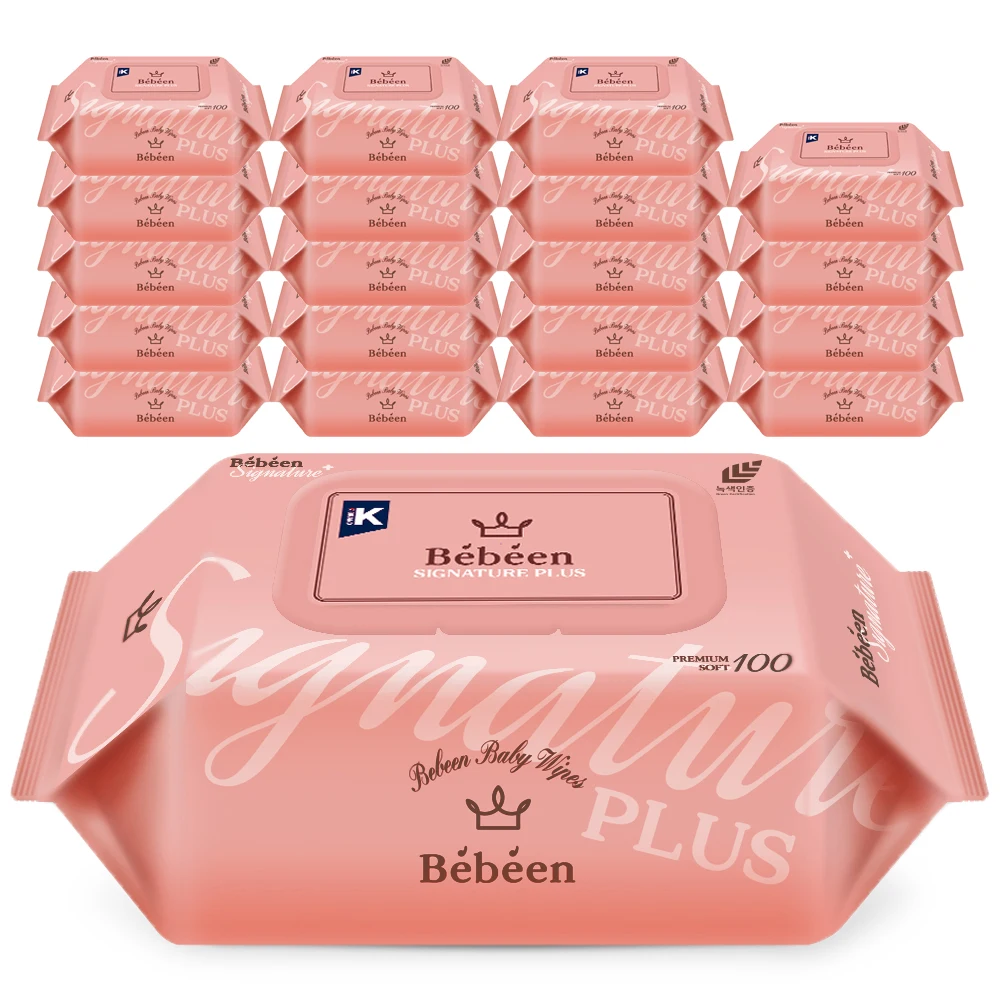 [BEBEEN] Signature Plus Wipes Embossing Cap 100 Sheets 20 Packs