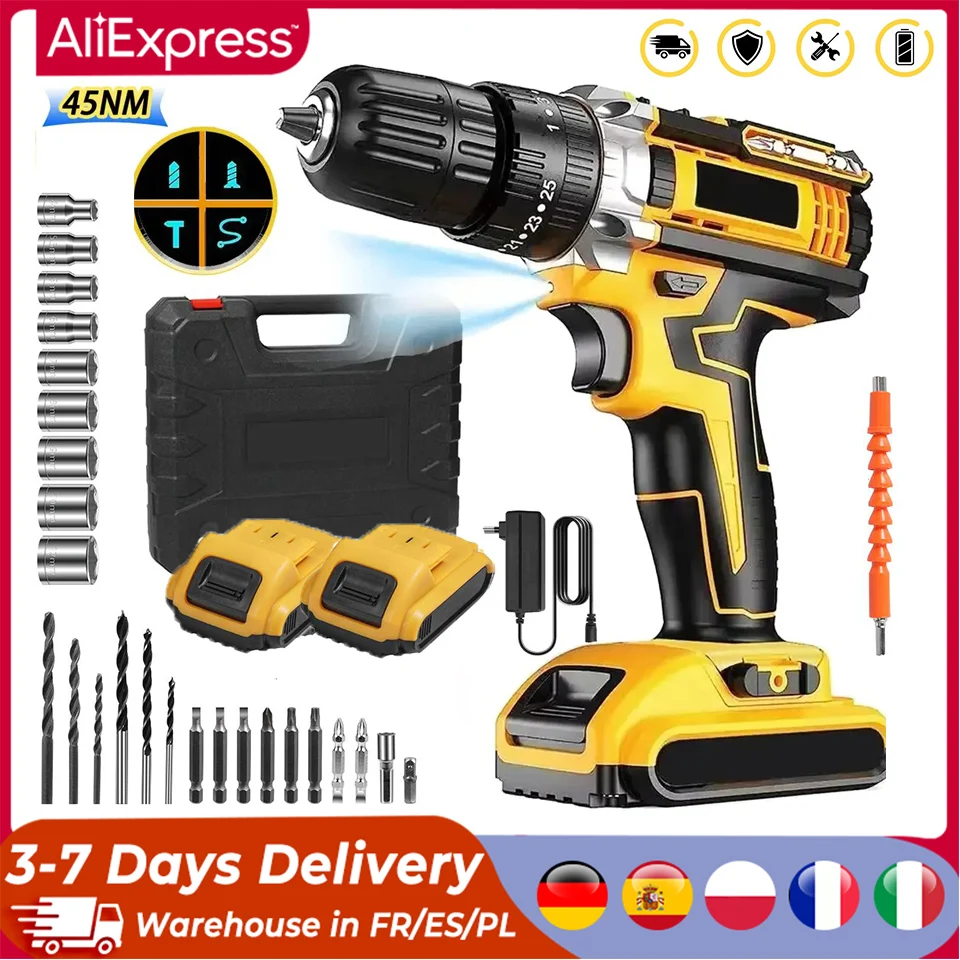 21V Cordless Drill Electric Screwdriver 3/8