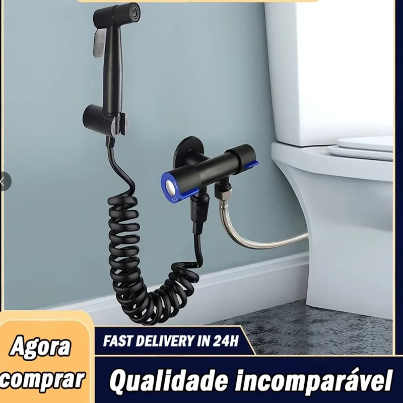 Kit Banheiro Ducha Higienica Com Registro Torneira Dupla Para Banheiro Lavabo Escovado 4 peças FABN