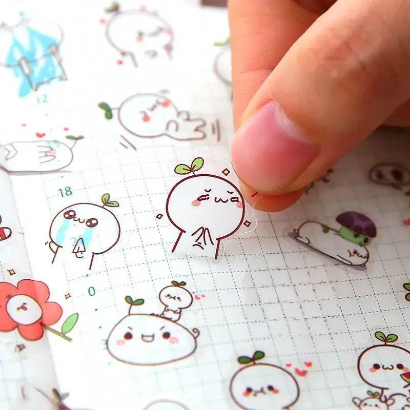 6 Teile/los Wasserdichte Cartoon Transparent Pvc Aufkleber DIY Hand Konto Tagebuch Dekorative Aufkleber Kawaii Telefon Tasse Aufkleber
