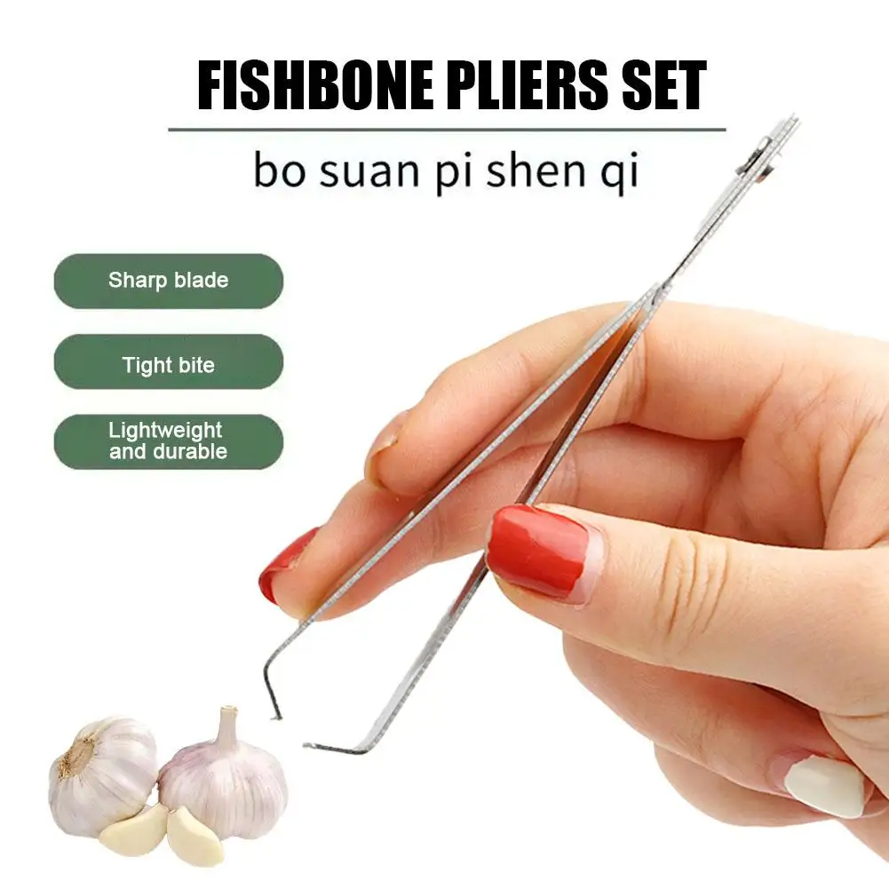 Stainless Steel Fish Bone Tweezers Pincer Clip Puller Plucking Remover Fish Gadgets Garlic Kitchen Tongs Bone Peeler Clamp