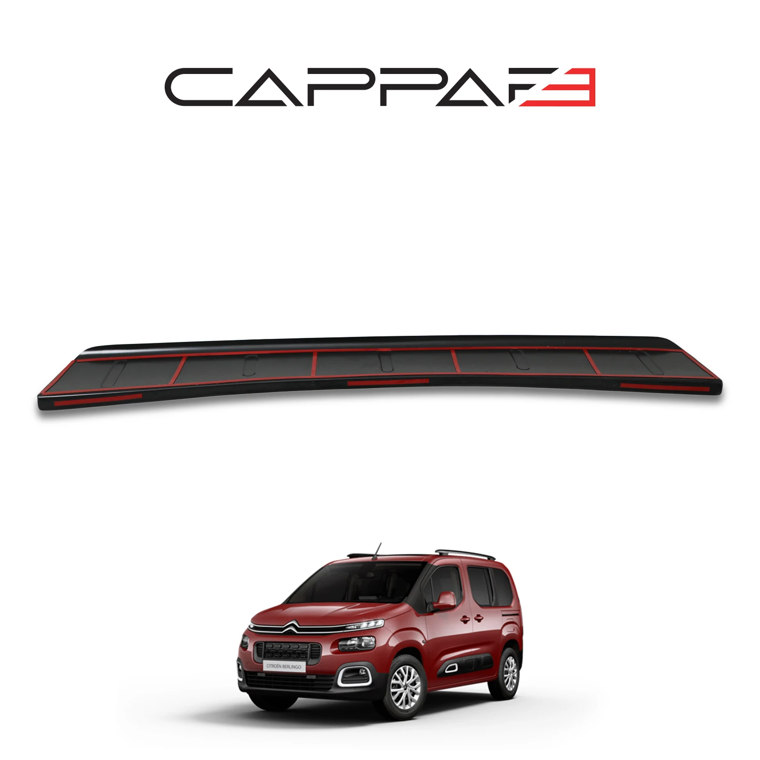 For Citroen Berlingo 2018 to 2024 Compatible Rear Bumper Sill Protection Piano Black -Diffuser Spoiler Front Lip Hood Tail Light