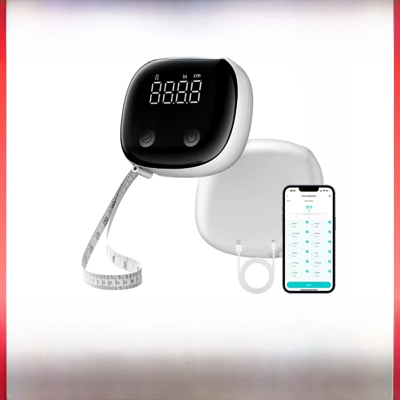 Smart Body Tape Meet 2024 Nieuw Lichaam Borst Taille Heuparm Been Zacht Meetlint Cm Inch Dubbele Schaal Meettapes Met App - afbeelding 2