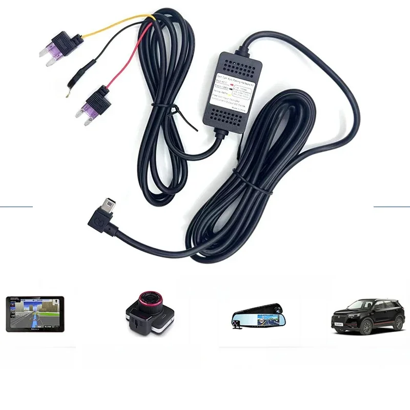3 Ｃhip Port Mini USB 2.0 OBD Buck Line 24 Hours Parking Monitoring Continuous Power Supply For Car DVR Camera 3m Cable Length
