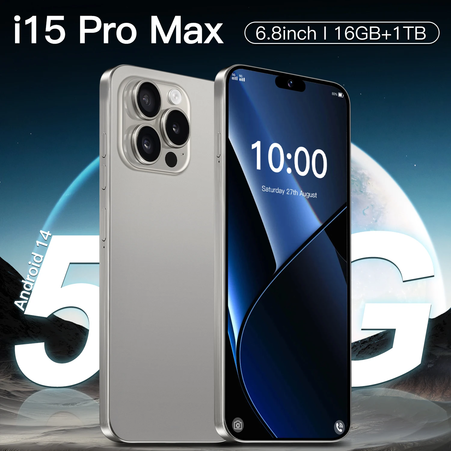 I15 Pro Max Smartphone 6.8 inch Full Screen 4G5G Original Mobile Phones Deals Cell Phone 6800mAh Brand New Phones Global Version