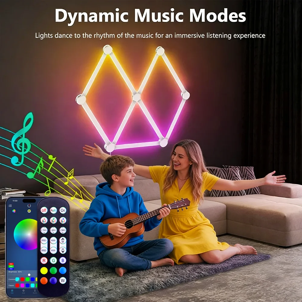 

Светодиодная лента DIY 5V Smart Quantum Light RGB для креативного игрового освещения, декора стен, ночник, USB-подсветка с синхронизацией по ритму музыки