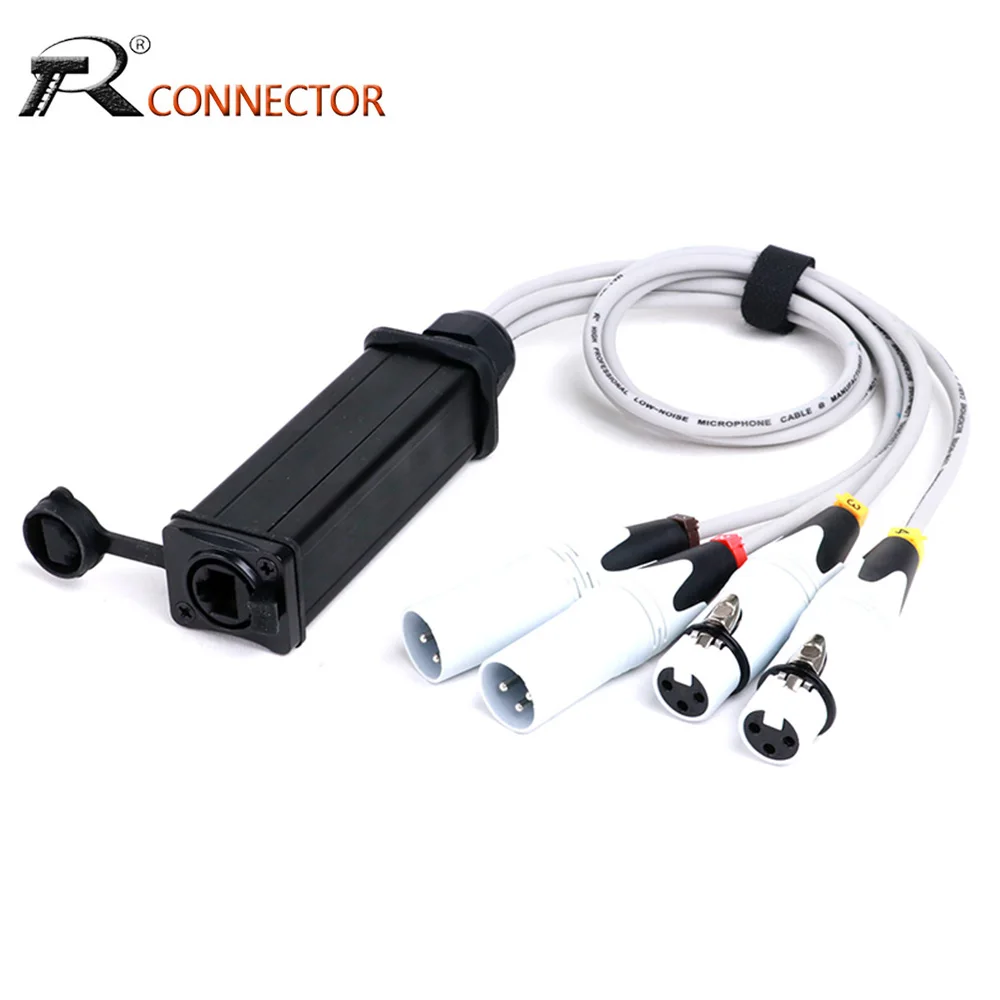 

4-канальный разрывной кабель 3Pin XLR 2 Male + 2 Female к RJ45 CAT5 Ethernet-удлинитель для сцены в реальном времени, освещения, студии звукозаписи