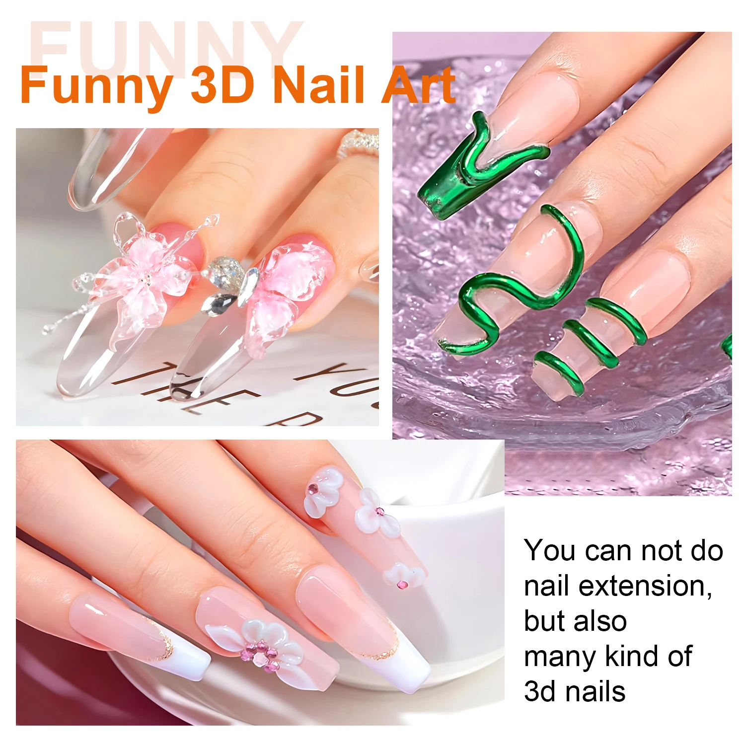 TWOING 15g Clear & White Non Stick Hand Extension Gel 3D Shaping Sculpting Carving Nail Art Solid Hard Gel for Fake Nail image 5