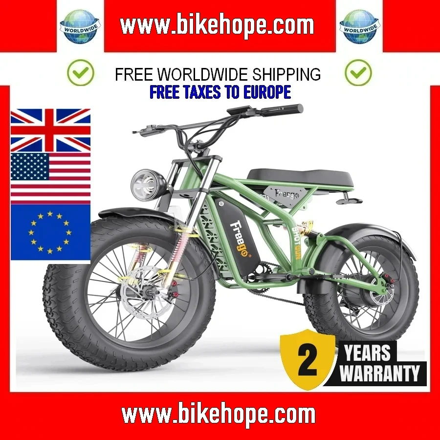 

2024 Fat Tire Electric Bike 48V 22.5AH 1400W High Power Fat Tire Electric Bicycle Full Suspension Mountain Electric Bi