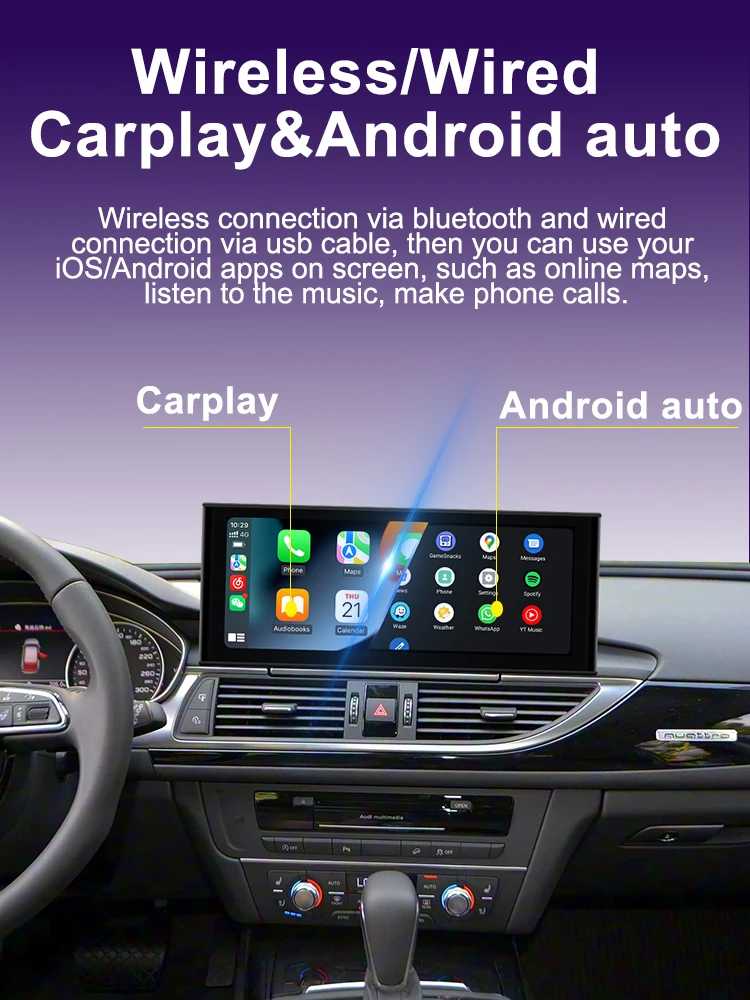 AUTOTOP 12,3'' Linux Bildschirm Drahtlose CarPlay Android Auto Display Für Audi A6 A7 C7 2011-2018 RMC HNR MHI2 Airplay Multimedia – Detail 7