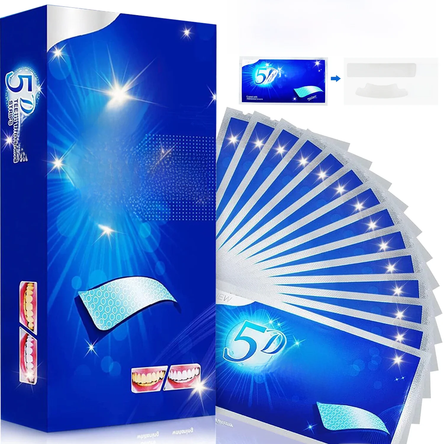 7/14/28 paires de bandes éclaircissantes pour dents, bandes de blanchiment 5D/9D bandes blanches à sensibilité réduite pour le blanchiment des dents