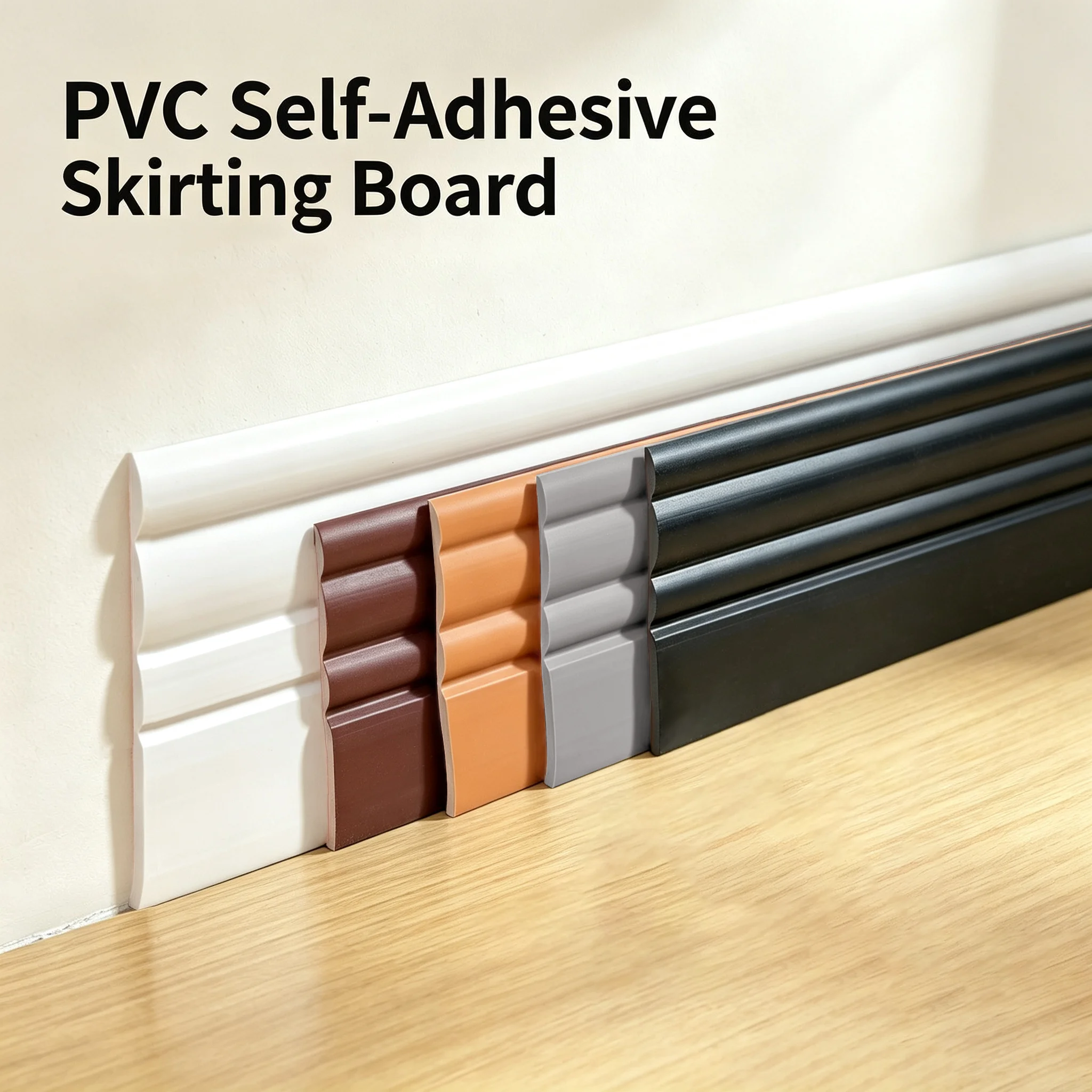 1 Roll Of 5-Meter Self-Adhesive 3D Decorative Wall Sticker, 3mm Thick PVC Skirting Board, Elegant And Minimalist style.