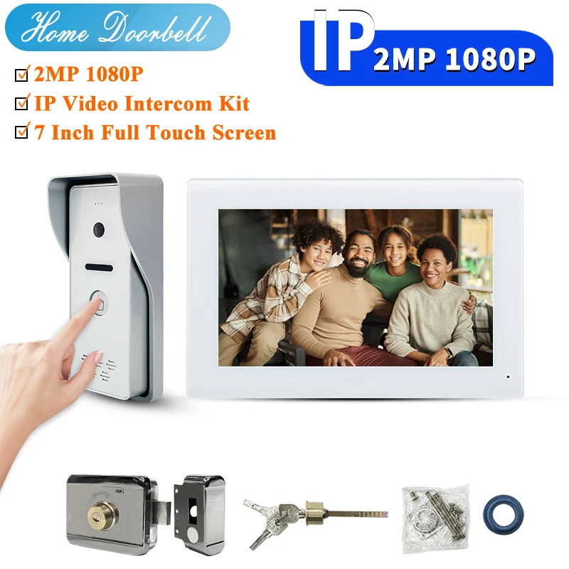 

7 TFT LCD Wired Netcable TUYA WIFI Visual Intercom Doorbell Video Door Phone System Indoor Monitor 1000 TVL Outdoor Camera