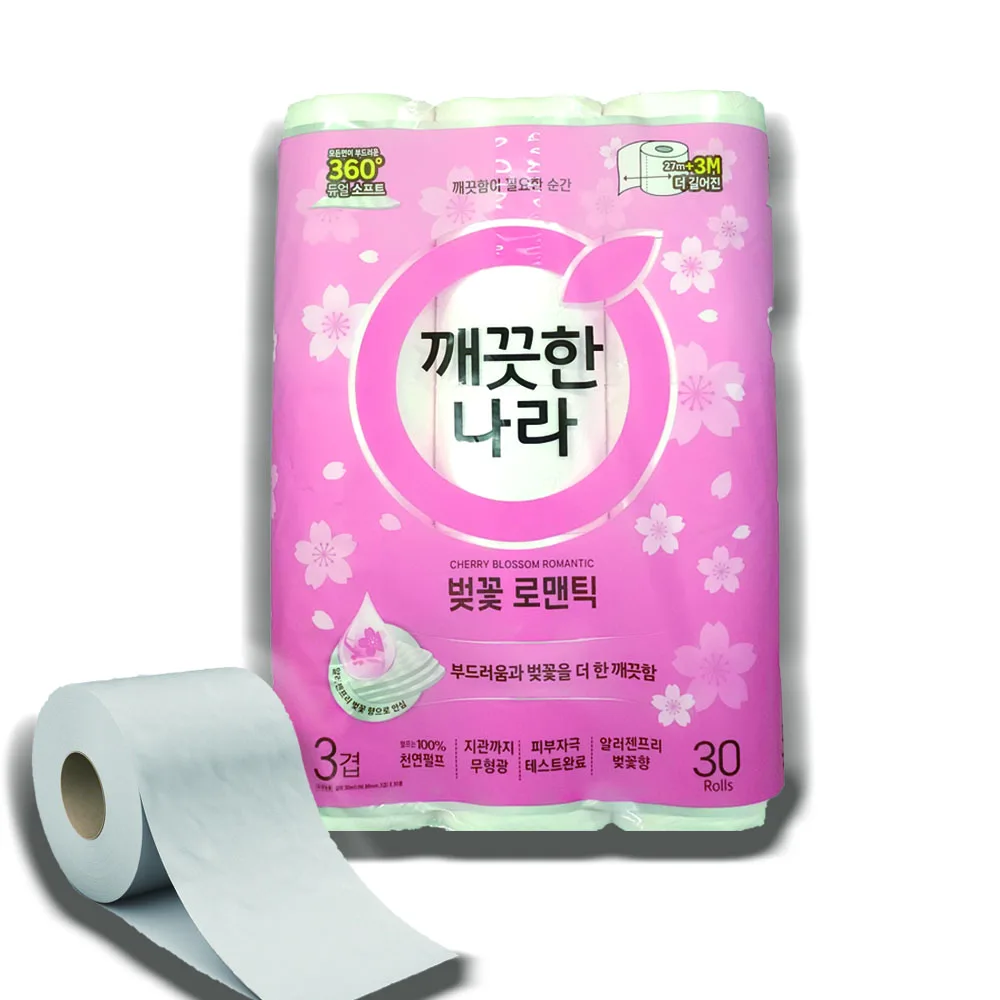 Clean country herb garden cherry blossom romantic 3 layers 30m 30 roll toilet