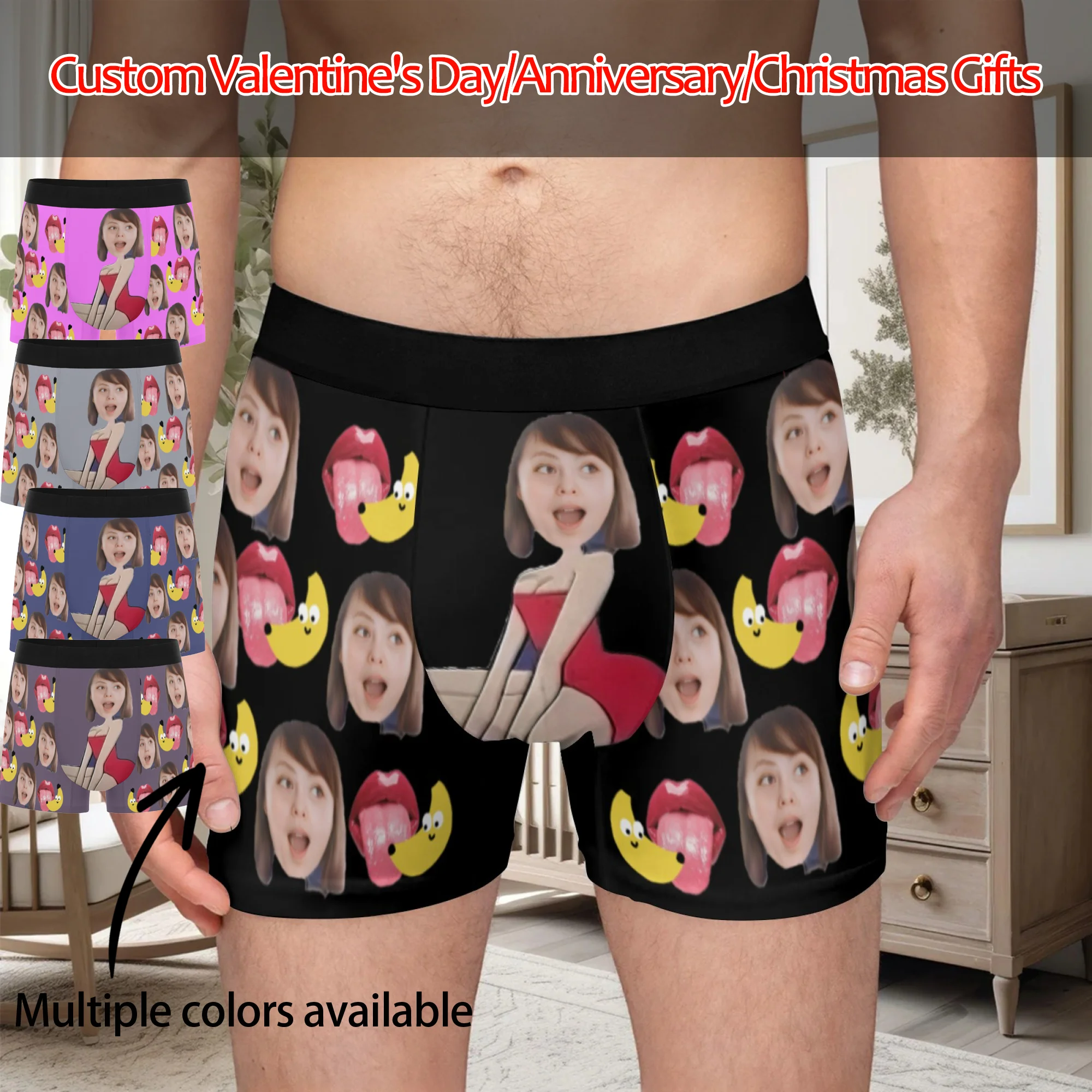 Personalized Face Photo Underwear Custom Boxer Briefs Custom Men Valentine's Day Gift For Husband Anniversary Gift for Dad