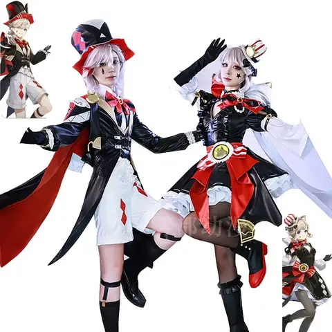 Genshin Impact KFC Lyney/Lynette Cosplay Costume Female Game Uniform Women Halloween Suits Carnival Dress Anime Outfit Full Set