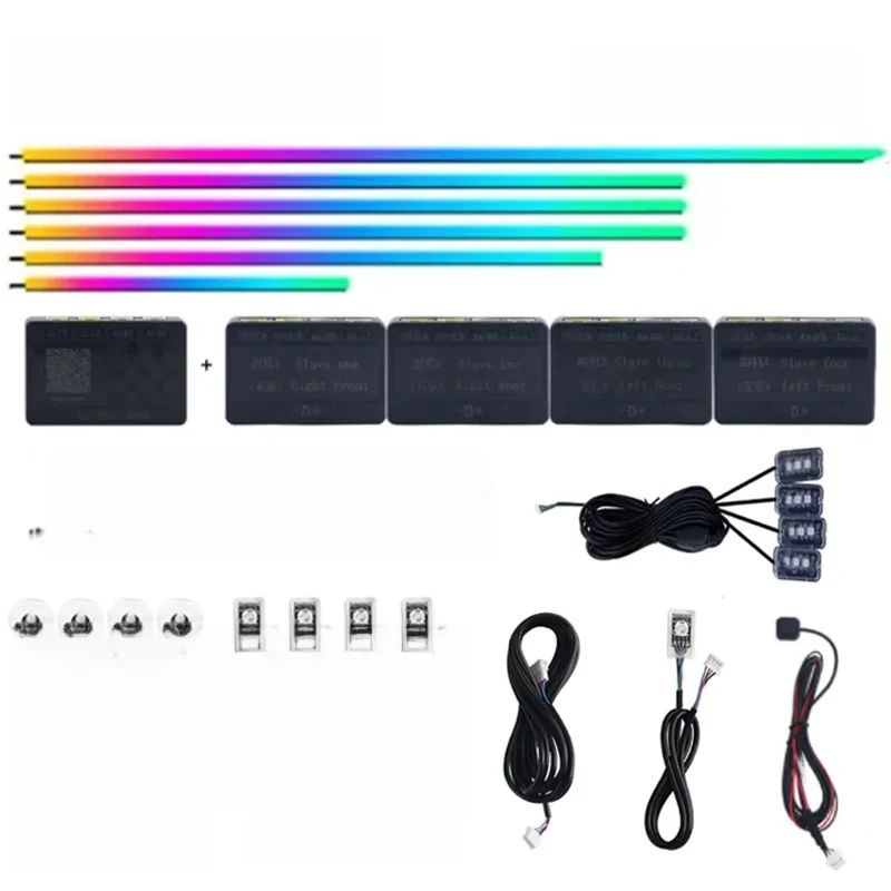 Pièces de lumière symphonique ambiante 18/22 en 1, rallonge de contrôleur principal/sub couleurs, 35CM 75CM 110CM, bandes lumineuses double Zone