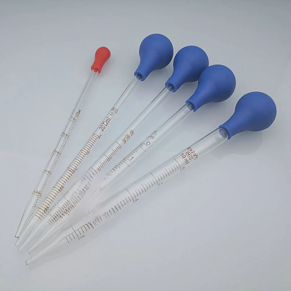 2 szt. 4 szt. Szklana pipeta z podziałką, kroplomierz, tom. Pipeta transferowa 0,5 ml/1 ml/2 ml/3 ml/5 ml/10 ml z gumową główką — zdjęcie produktu 7