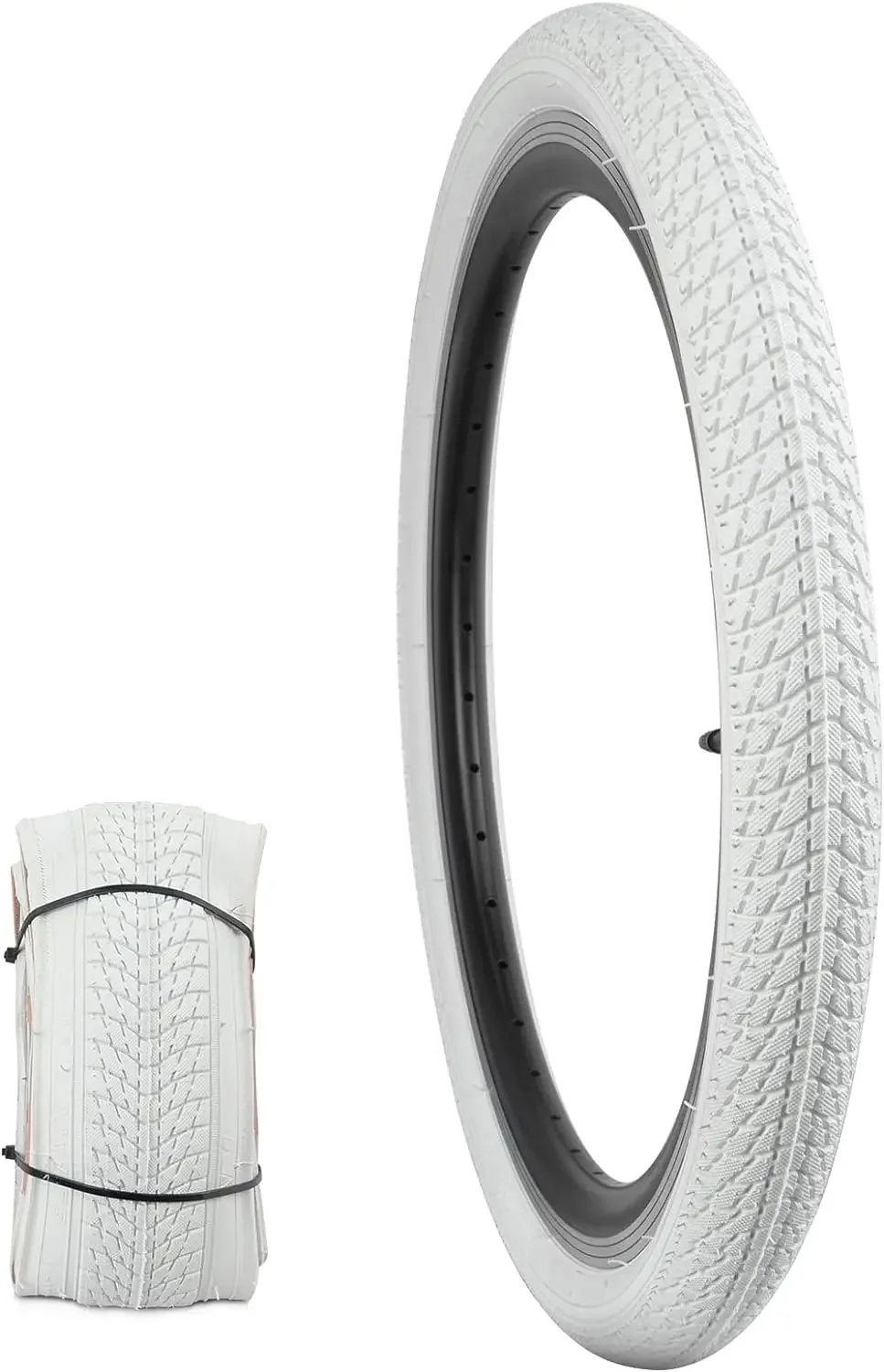 Pneu de vélo ZUKKA 20x1.75 47-406 blanc, antidérapant, anti-crevaison, résistant à l'usure, pour vélos d'enfants et de tout-petits