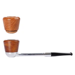 MUXIANG system pipe set: one metal tobacco pipe straight handle, two pipe briar bowl. random color removable replaceable  pipe