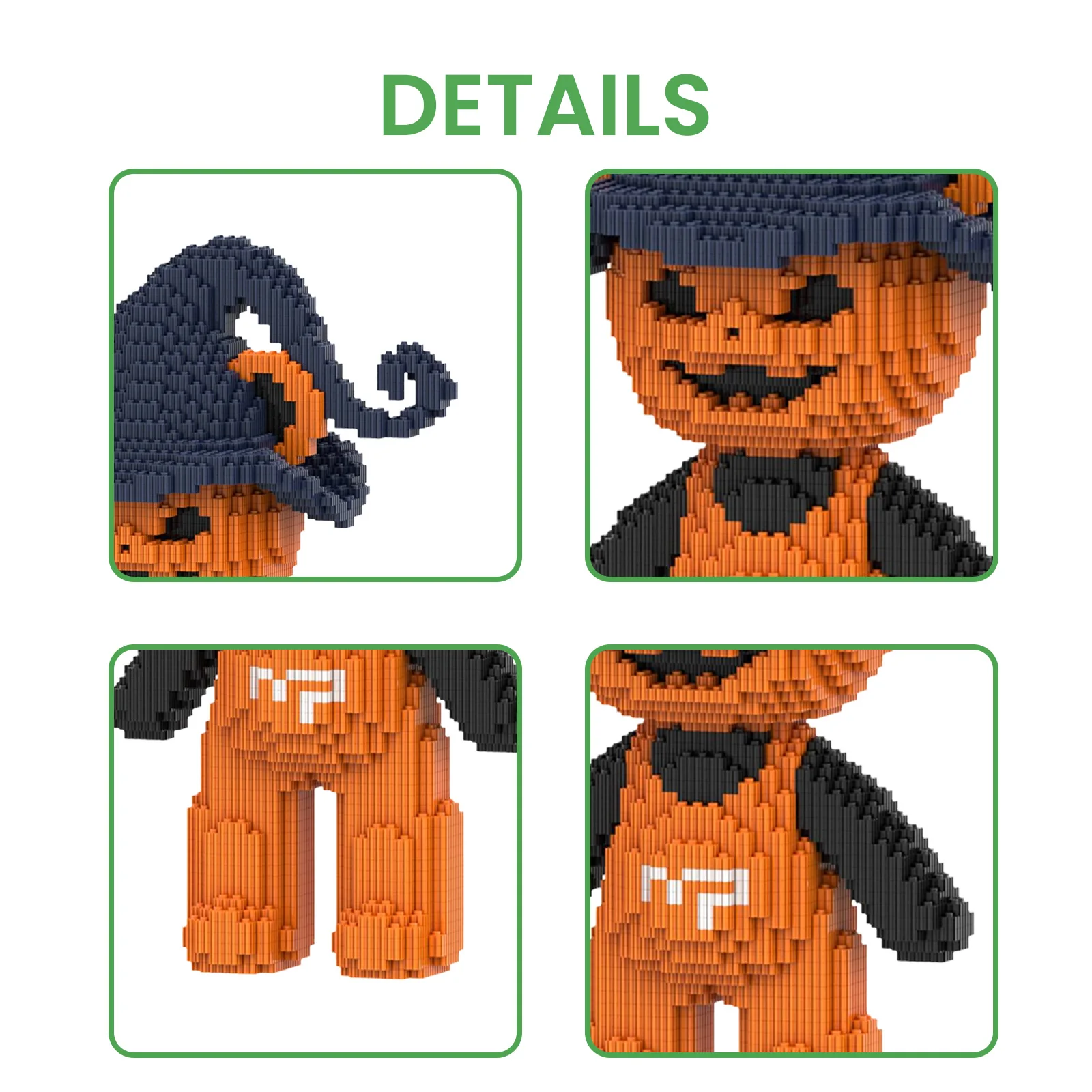 Wizard Pumpkin Bear Building Blocks Set 3600PCS DIY ABS Brick Bear Toy for Kids and Adults Halloween Gift Educational Decor