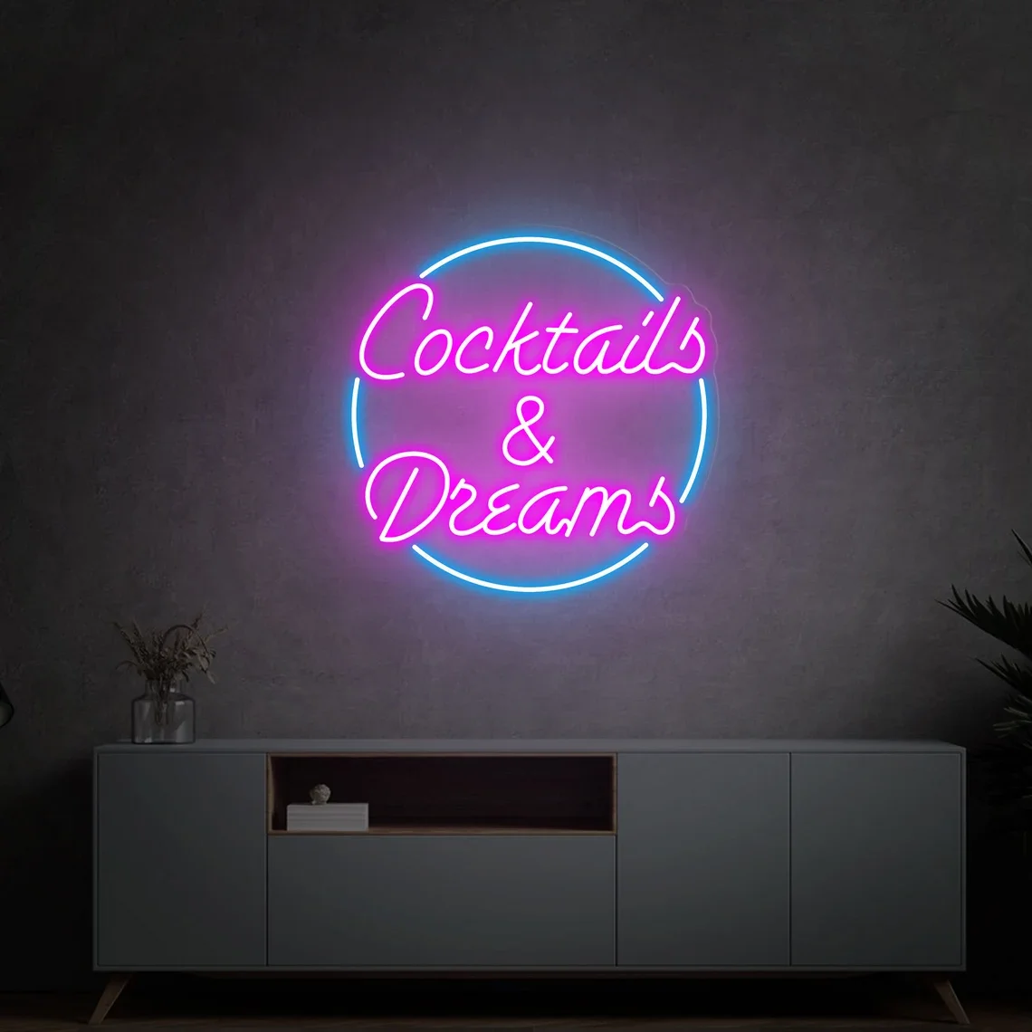 Cocktails and Dreams Neon Sign Beer Bar Wall Decor Game Room Home Shop Wedding Salon Decor