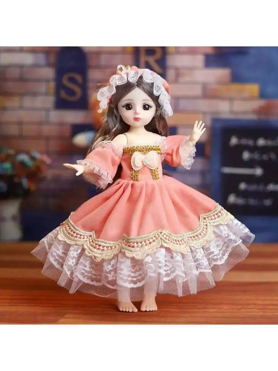 Muñeca articulada móvil de 30CM para niña, juguetes DIY, bonita muñeca de seguridad para bebés, niños pequeños, princesa, hermosa muñeca de maquillaje 3D