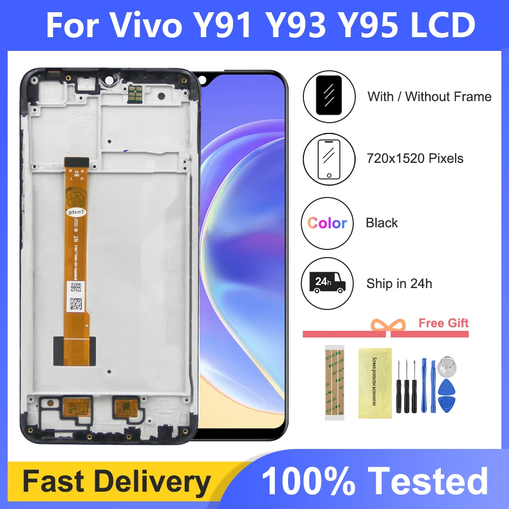 6.22\'\' For VIVO Y91 Y93 Y95 LCD Display Touch Screen 1816, 1817, 1820, 1811 Digitizer Assembly With Frame Replacement