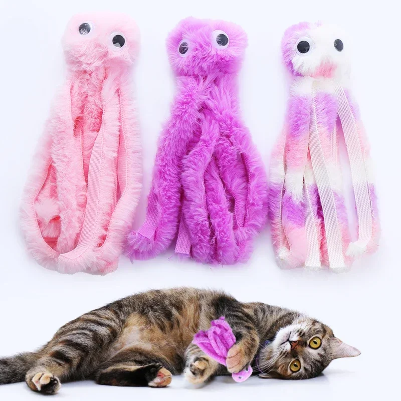 

Cat Plush Toys Pet Dog Bite Resistant Interactive Octopus Shaped Teaser Toy with Little Catnip Inside for Kitten Cat Play Xmas