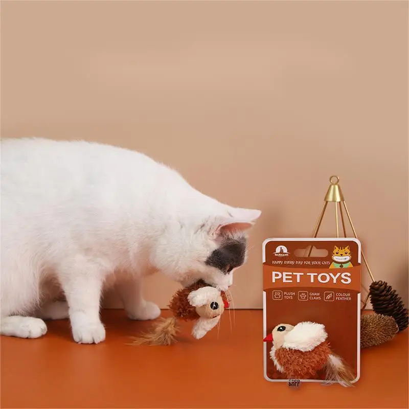 

Simulation Bird Interactive Cat Toys Funny Soft Electronic Sound Plush Toys with Vibration Sensor Cat Supplies Kitten