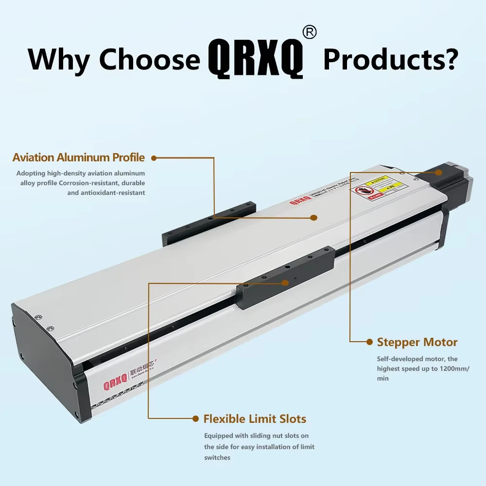 QRXQ RXSB140 Stable Width 140mm Stroke 50-1250MM Accuracy 0.03mm Ball Screw Linear Motion Guide With stepper servo for 3D Printi