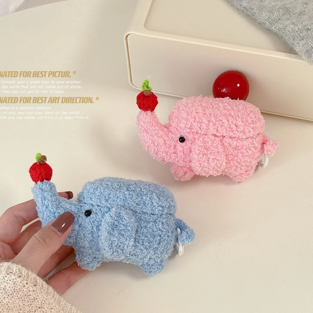 

Cute plush elephant lifting Apple earphone protective case, suitable for AirPods 4/3/2 Pro/2/4, cute shockproof protective case