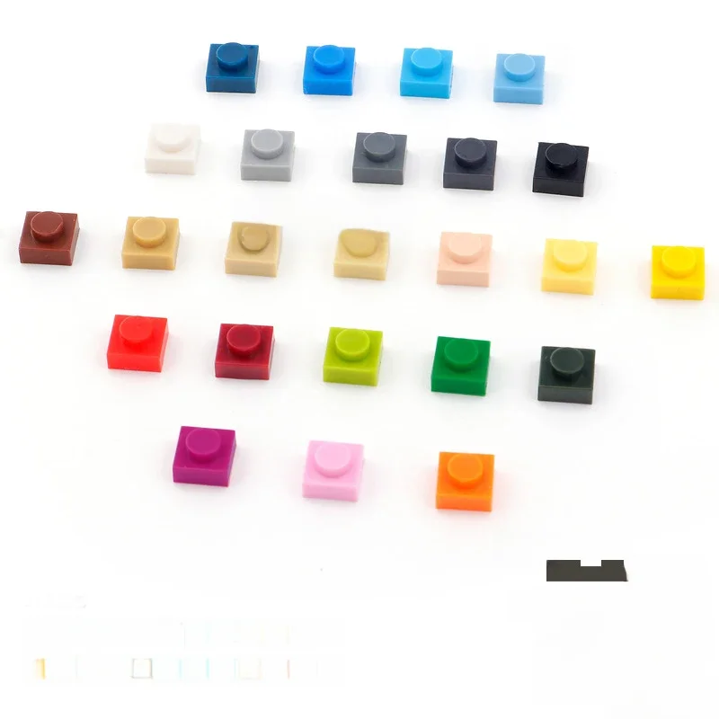 100 pcs/lot bricolage blocs briques de Construction mince 1x1 Assemblage éducatif Construction jouets pour enfants taille Compatible avec 3024