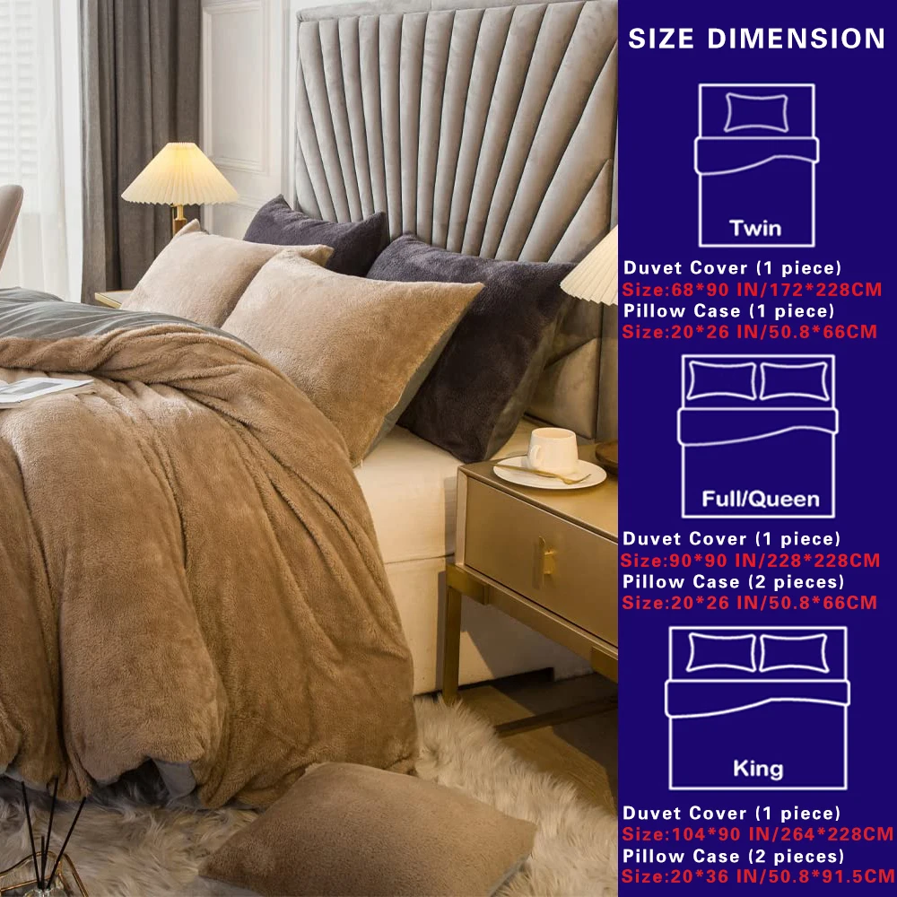 Velvet Shaggy Duvet Cover Set Ultra Soft Fluffy Duvet Cover Bedding Set（on  comforter)