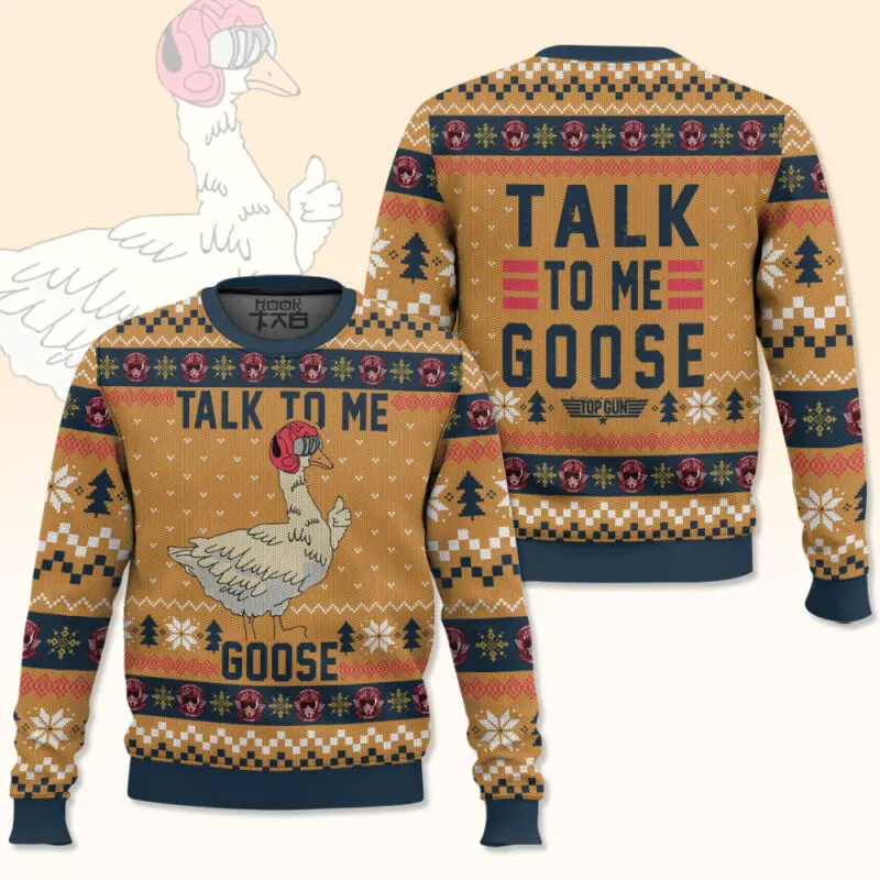 

Top gun Talk to me Goose Ugly Свитер Осень Зима Теплый Уютный Праздничный Вечеринка Забавный Рождественский Пуловер Семейный Рождественский Свитер Подарок