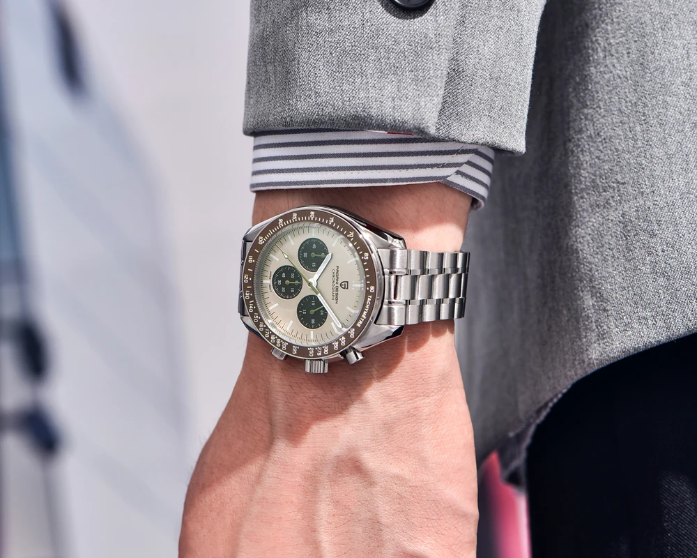 PAGANI DESIGN Neue Herren-Quarzuhr Goldene Monduhr Herren VK63 Speed Sport-Chronograph AR Saphir Leuchtend Lokaler Versand – Detail 23