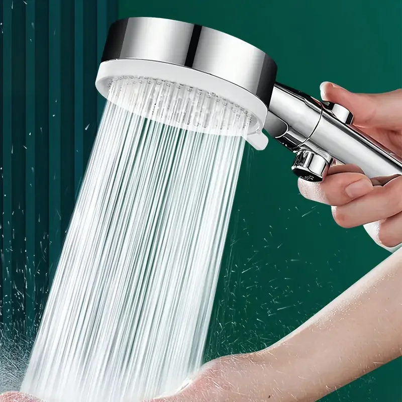 Ensemble de pomme de douche à main haute pression, 5 Modes, haute qualité, argent, filtre réglable, arrêt d'eau à un bouton, accessoires de douche