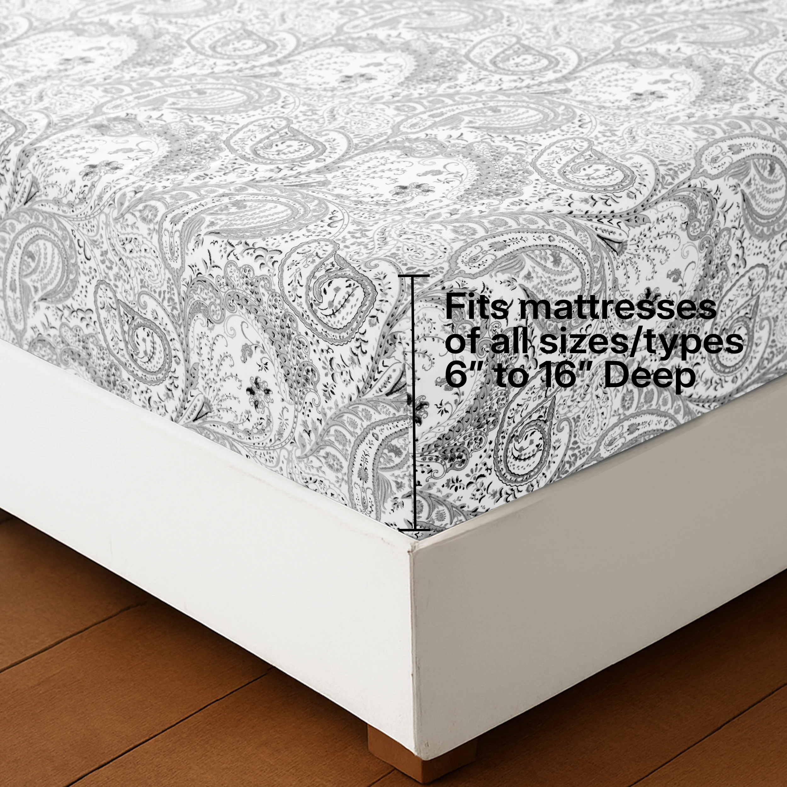 مجموعة ملاءات سرير بيزلي مكونة من 4 قطع من لوكس ديكور - ملاءات من الألياف الدقيقة المصقولة الناعمة مع جيوب عميقة مقاس 16 بوصة - فراش مقاوم للتجاعيد