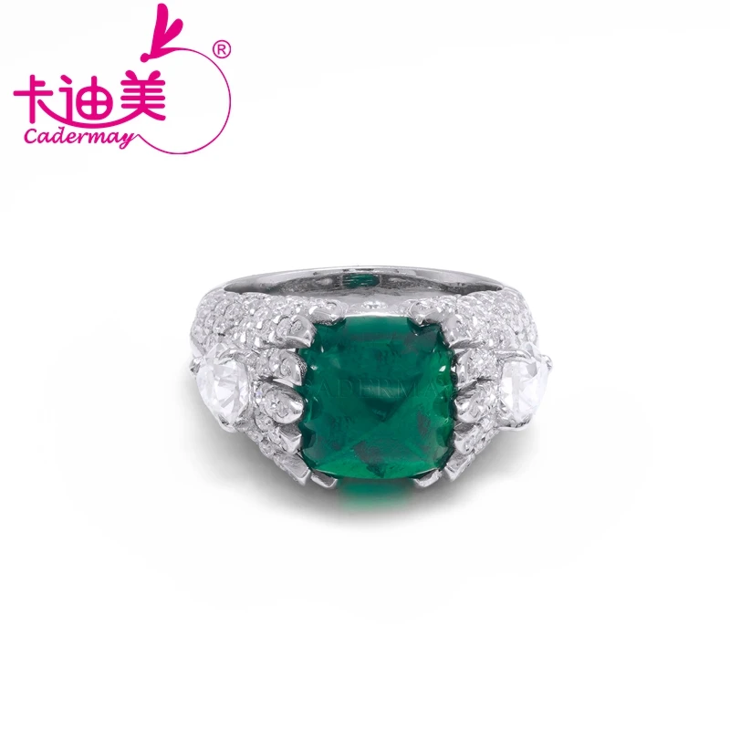 

CADERMAY Jewelry Luxury 100% S925 Silver High Quality Lab Grown Muzo Green Emerald Wholesale Anniversary Gifts Rings For Women