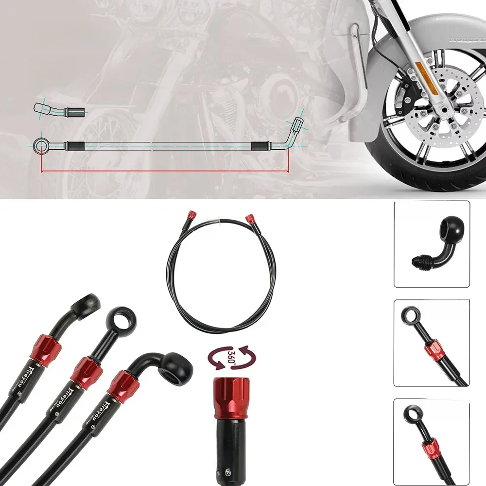 AliExpress NONE Brake Hose AN3 0 28 90 Degree M10 Motorcycle Hydraulic Brake Line Oil Hose Pipe Fitting for ATV Motocross Racing Bike 10~500cm