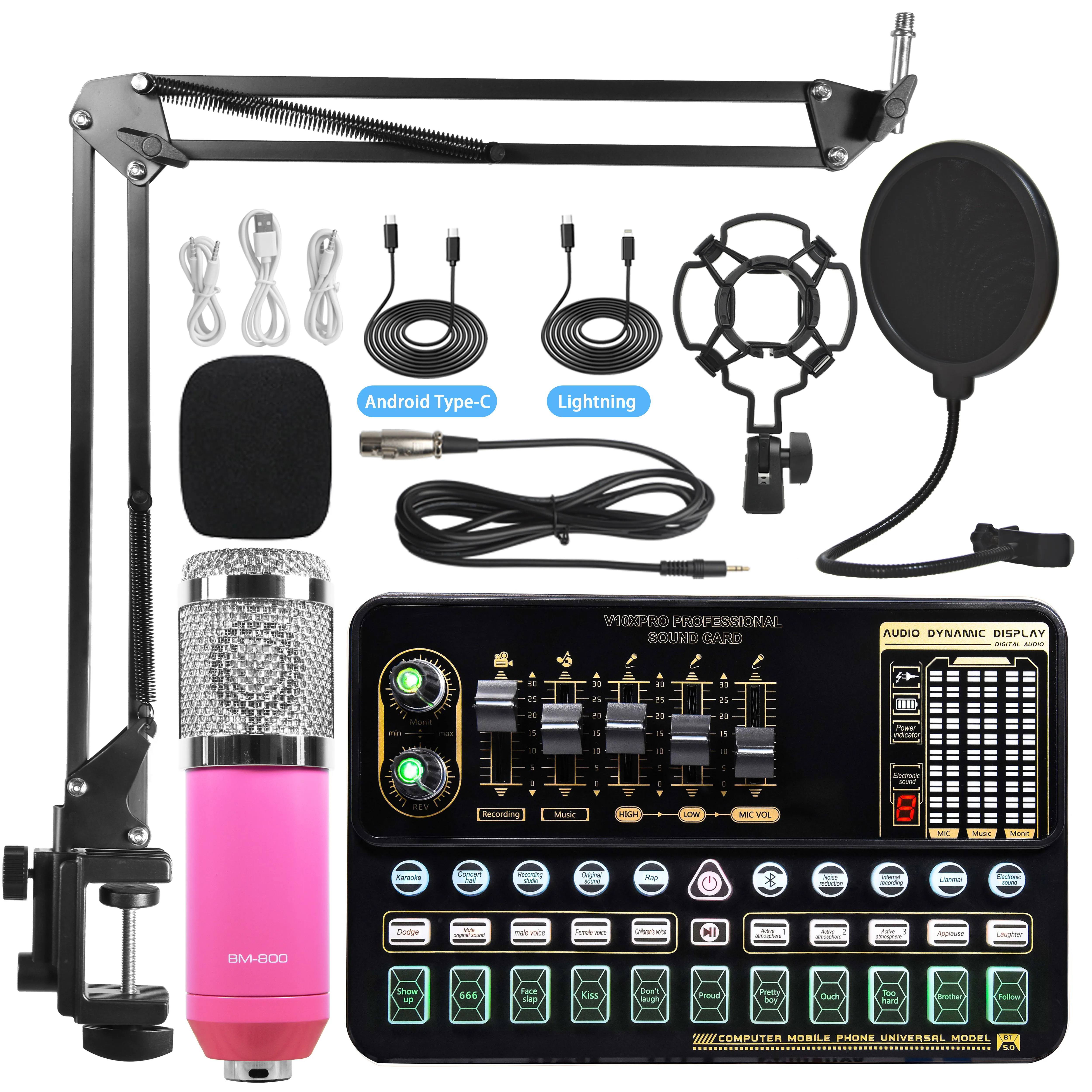 

In Stock and wholesale BM800 Professional Audio Live Sound Card, for Studio Recording & Broadcasting Condenser Microphone Bundle